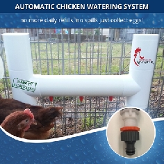 Set of Automatic 3 Nipple Chicken Drinker Waterer & Gravity Feeder for Chickens
